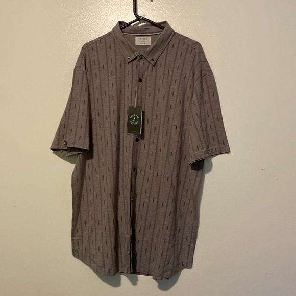 Linksoul Full Button Up Drift Heather Cotton Rich Short Sleeve Shirt Xxl